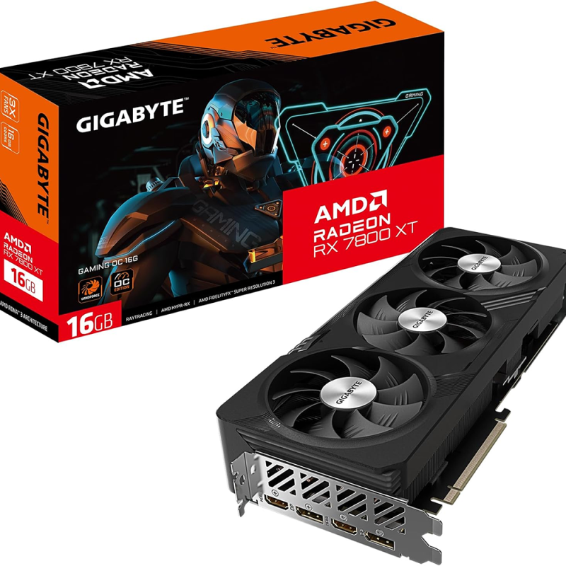 Used GIGABYTE-AMD RX7800 XT GAMING OC 16G Three fan graphics card, GDDR6, 256 bits
